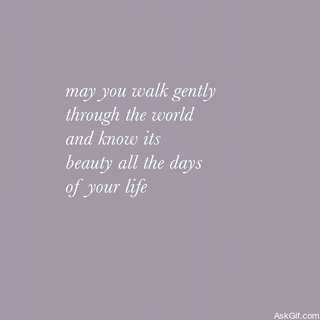 May you walk gently through the world and know its beauty all the days of your life.